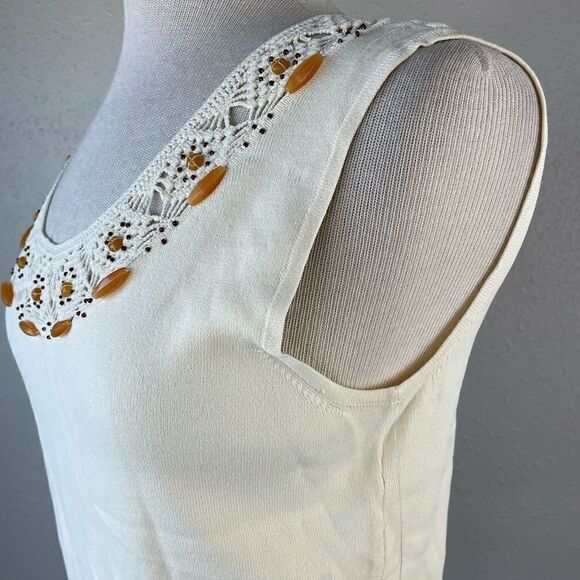 NWT Josephine Chaus Cream Tank Top Size L - Picture 5 of 11